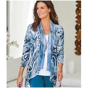 NWT Soft Surroundings Jemma Topper Blue  
Boho Coastal Grandma Resort Cardigan M